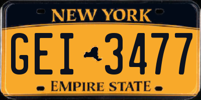 NY license plate GEI3477