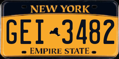 NY license plate GEI3482