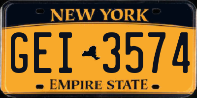 NY license plate GEI3574