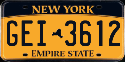 NY license plate GEI3612