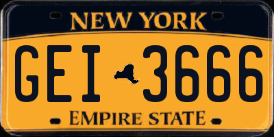 NY license plate GEI3666