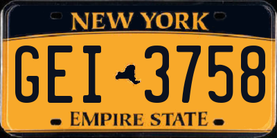 NY license plate GEI3758