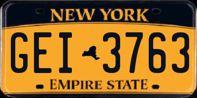 NY license plate GEI3763