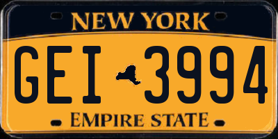 NY license plate GEI3994