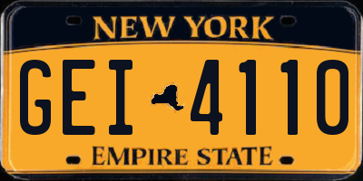 NY license plate GEI4110