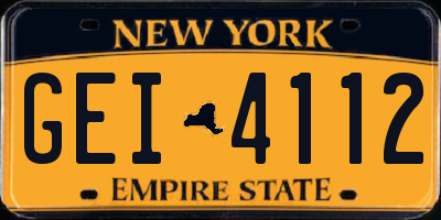 NY license plate GEI4112
