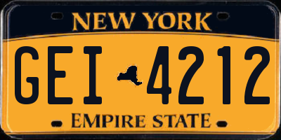 NY license plate GEI4212