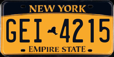 NY license plate GEI4215