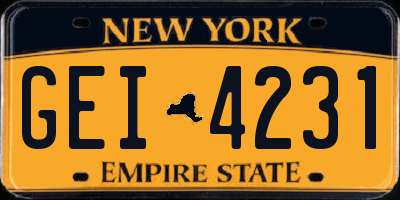 NY license plate GEI4231