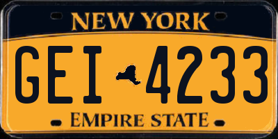 NY license plate GEI4233