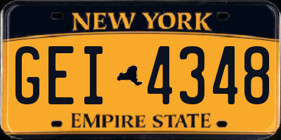 NY license plate GEI4348
