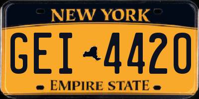 NY license plate GEI4420