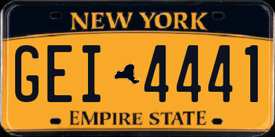 NY license plate GEI4441