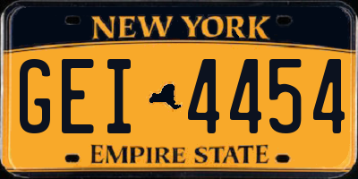 NY license plate GEI4454