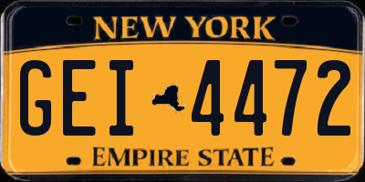NY license plate GEI4472