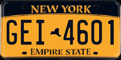 NY license plate GEI4601
