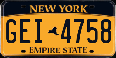 NY license plate GEI4758