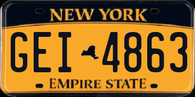 NY license plate GEI4863