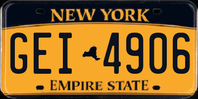 NY license plate GEI4906
