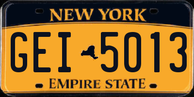 NY license plate GEI5013