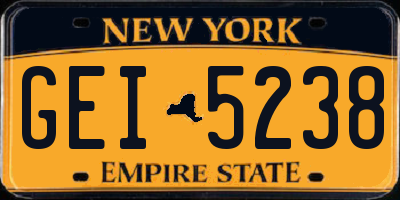 NY license plate GEI5238
