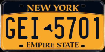 NY license plate GEI5701