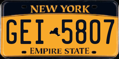 NY license plate GEI5807