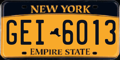 NY license plate GEI6013