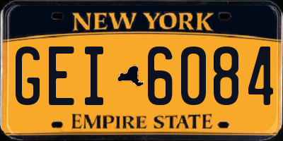 NY license plate GEI6084