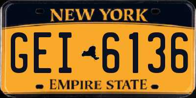 NY license plate GEI6136