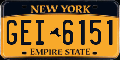 NY license plate GEI6151