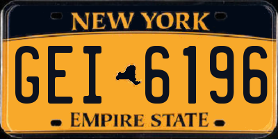 NY license plate GEI6196