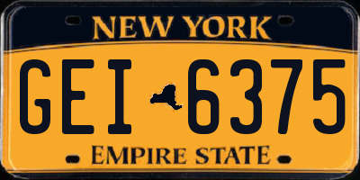 NY license plate GEI6375