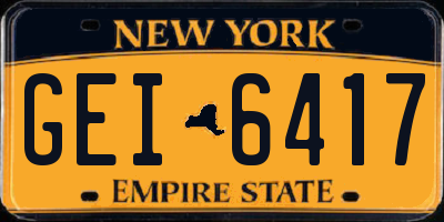 NY license plate GEI6417