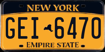 NY license plate GEI6470