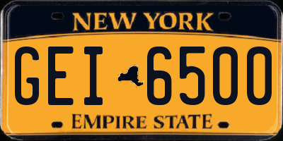 NY license plate GEI6500