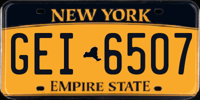 NY license plate GEI6507
