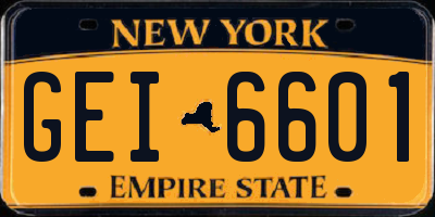 NY license plate GEI6601
