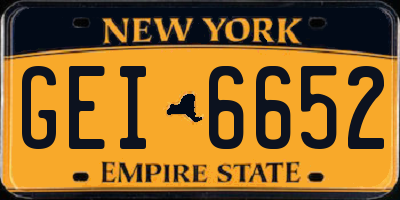 NY license plate GEI6652