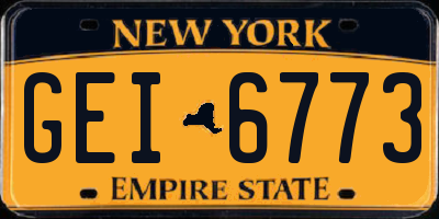 NY license plate GEI6773