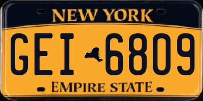 NY license plate GEI6809