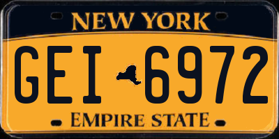 NY license plate GEI6972