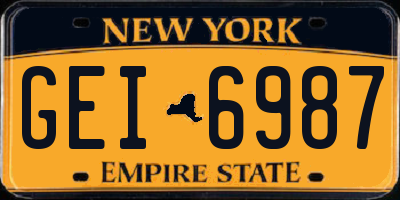 NY license plate GEI6987