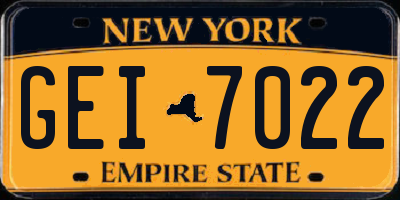 NY license plate GEI7022