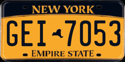 NY license plate GEI7053