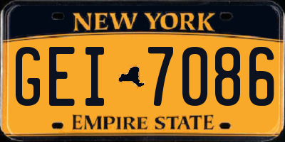 NY license plate GEI7086
