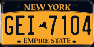 NY license plate GEI7104
