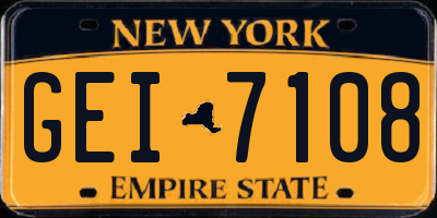 NY license plate GEI7108
