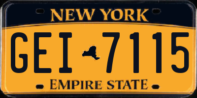 NY license plate GEI7115