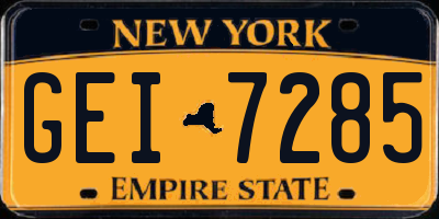 NY license plate GEI7285